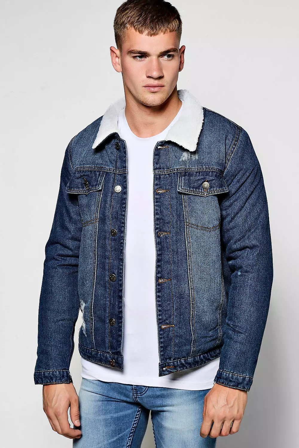 Fully Borg Lined Denim Jacket boohooMAN IE